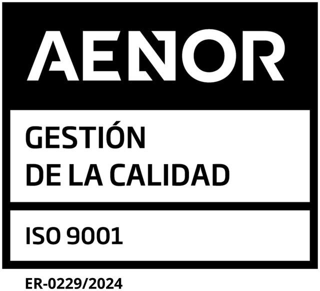Sello AENOR de Gestión de la calidad ISO 9001, certificado ER-0229/2024
